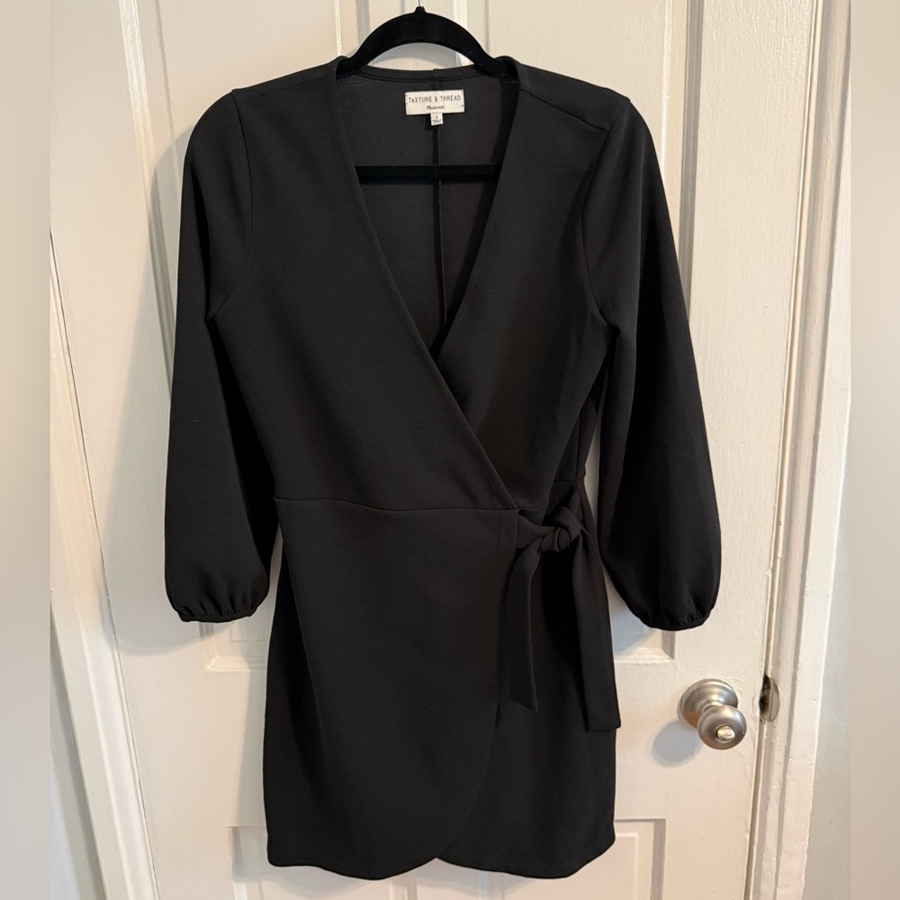 Madewell Black Long Sleeve Wrap Dress